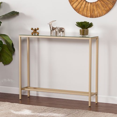 Walnut Wood And Gold Metal Console Tables (Photo 12 of 20)