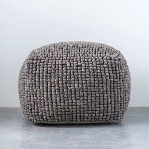 Textured Gray Cuboid Pouf Ottomans (Photo 4 of 20)