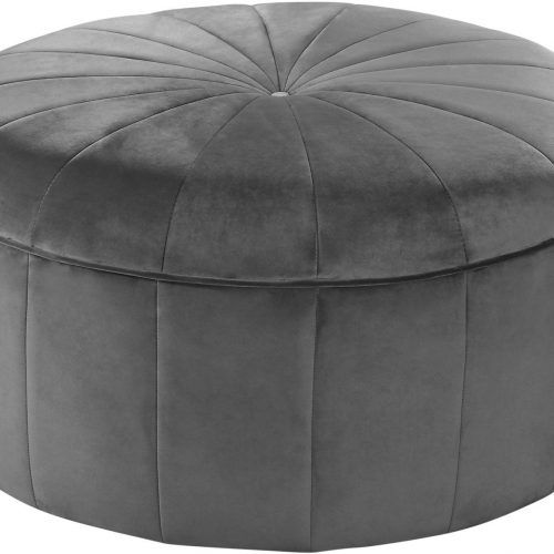 Charcoal And Light Gray Cotton Pouf Ottomans (Photo 16 of 20)
