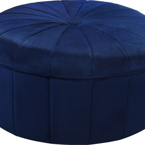 Blue Fabric Tufted Surfboard Ottomans (Photo 4 of 20)