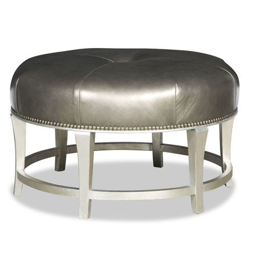 Silver And White Leather Round Ottomans (Photo 19 of 20)