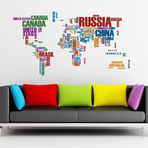 Wall Art Stickers World Map (Photo 7 of 20)