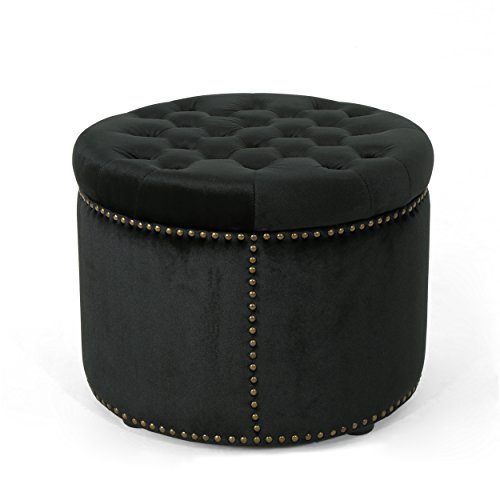 Black Leather And Bronze Steel Tufted Ottomans (Photo 17 of 20)