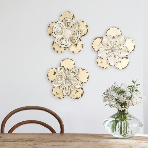 Metal Flower Wall Decor (Set Of 3) (Photo 13 of 20)