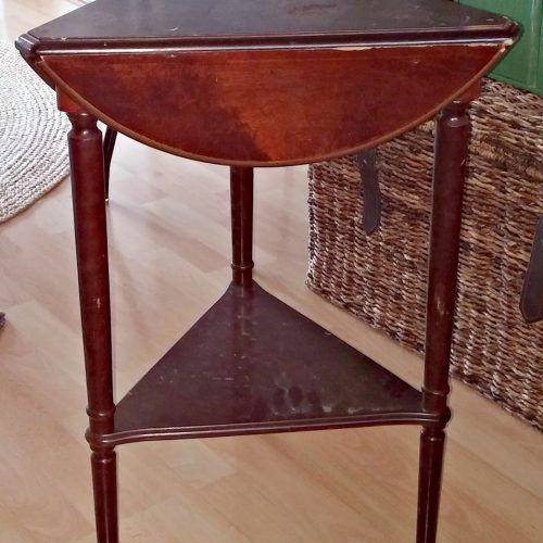 Pecan Brown Triangular Console Tables (Photo 16 of 20)