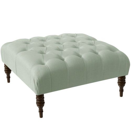 Linen Sandstone Tufted Fabric Cocktail Ottomans (Photo 2 of 20)