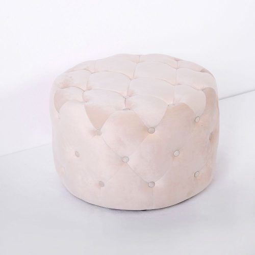 Round Beige Faux Leather Ottomans With Pull Tab (Photo 16 of 20)