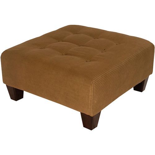 Brown Leather Tan Canvas Pouf Ottomans (Photo 6 of 20)