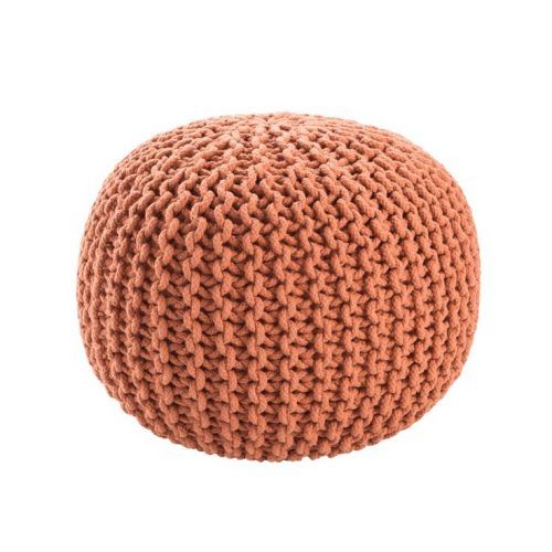 Cream Cotton Knitted Pouf Ottomans (Photo 9 of 20)