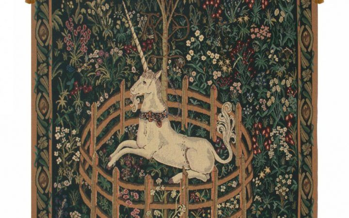 Top 20 of Blended Fabric Unicorn in Captivity Ii (with Border) Wall Hangings