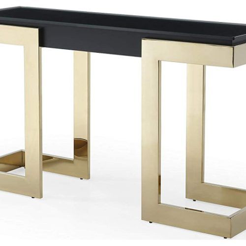 Square Black And Brushed Gold Console Tables (Photo 12 of 20)
