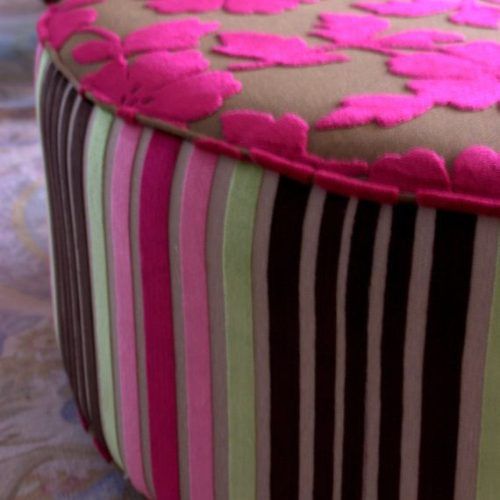Pink Fabric Banded Ottomans (Photo 14 of 20)