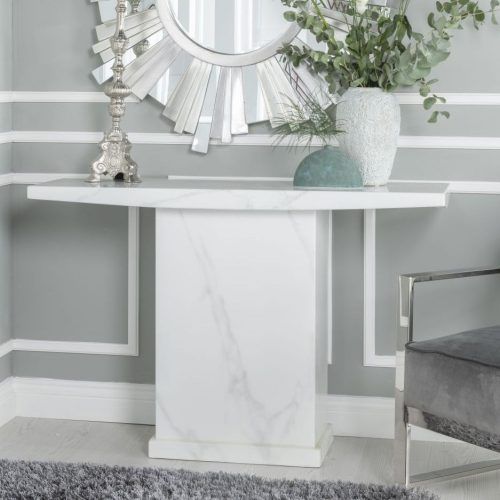 White Marble Gold Metal Console Tables (Photo 4 of 20)