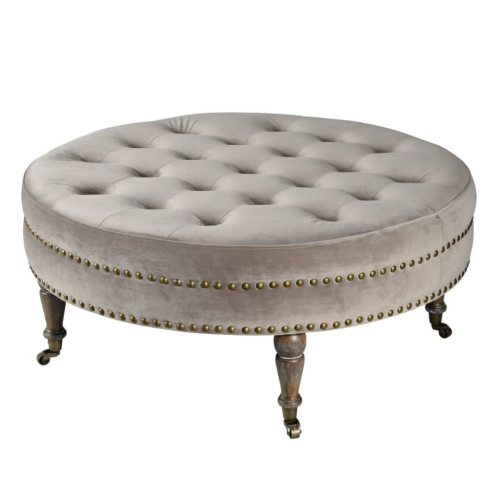 Brown And Gray Button Tufted Ottomans (Photo 12 of 20)