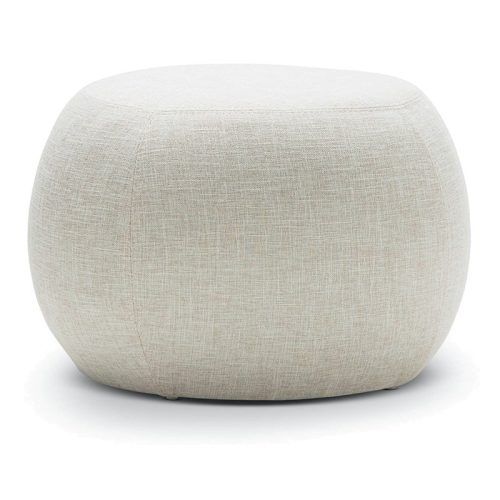 Beige And Light Gray Fabric Pouf Ottomans (Photo 20 of 20)