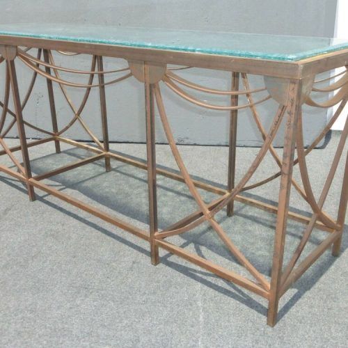 Hammered Antique Brass Modern Console Tables (Photo 14 of 16)