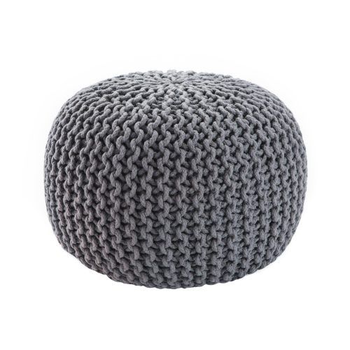 Textured Gray Cuboid Pouf Ottomans (Photo 8 of 20)
