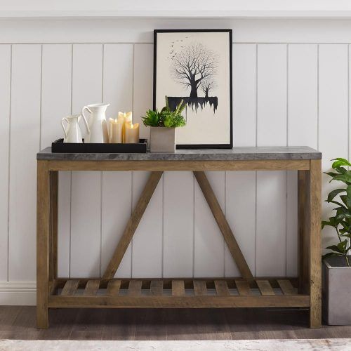 Rustic Walnut Wood Console Tables (Photo 3 of 20)