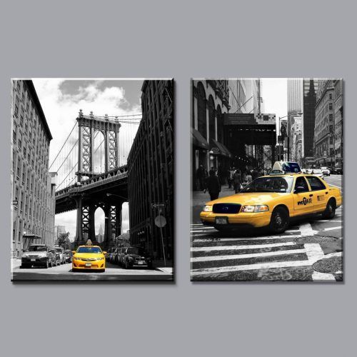 New York Skyline Canvas Black And White Wall Art (Photo 14 of 20)