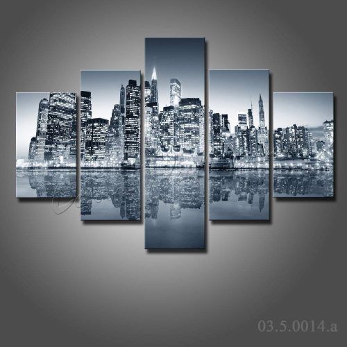 New York Skyline Canvas Black And White Wall Art (Photo 5 of 20)