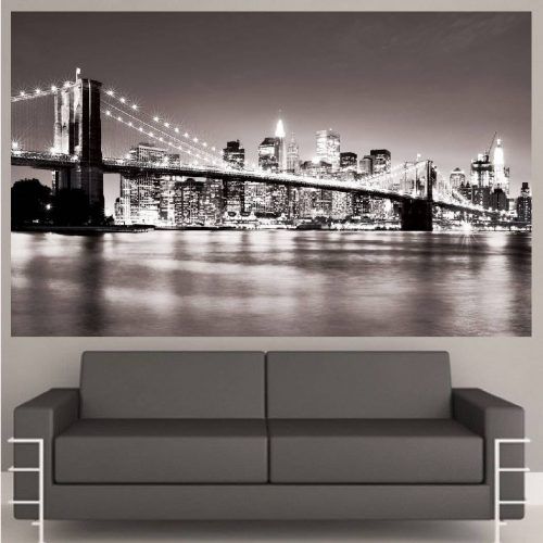 New York Skyline Canvas Black And White Wall Art (Photo 3 of 20)