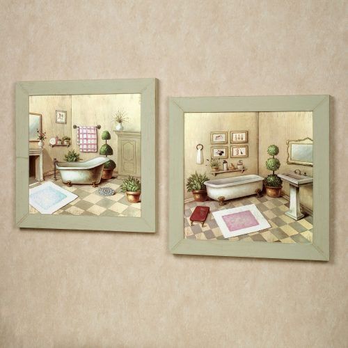Vintage Bath Framed Art Prints Set Of 3 (Photo 1 of 15)