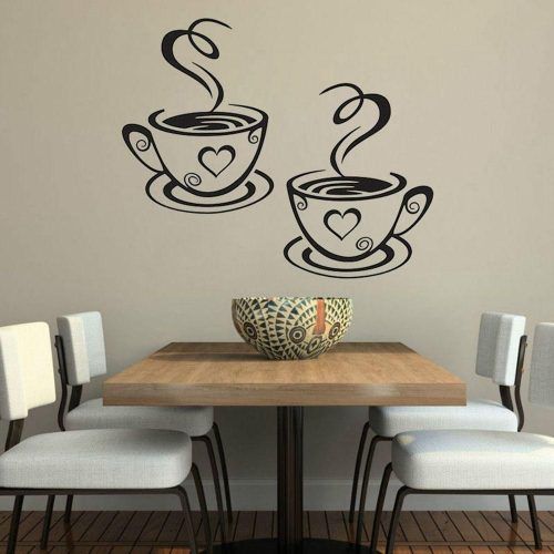 Decorative Three Stacked Coffee Tea Cups Iron Widget Wall Decor (Photo 4 of 20)