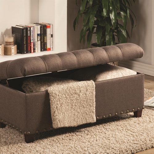 Charcoal Fabric Tufted Storage Ottomans (Photo 5 of 20)