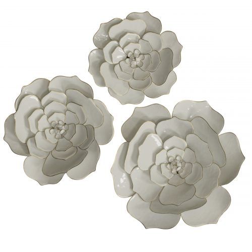 Metal Flower Wall Decor (Set Of 3) (Photo 2 of 20)
