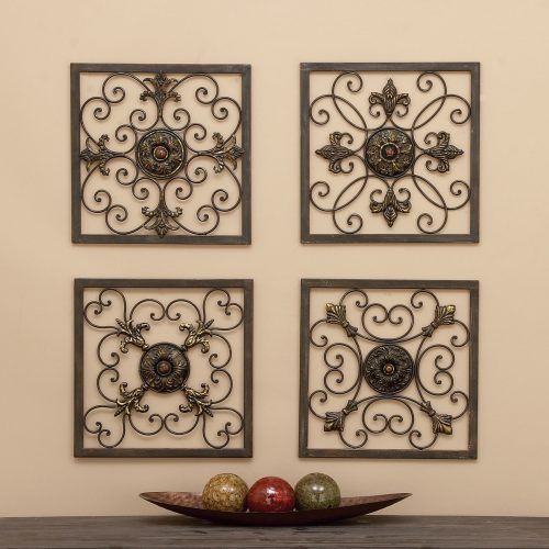 4 Piece Metal Wall Plaque Decor Sets (Photo 1 of 20)