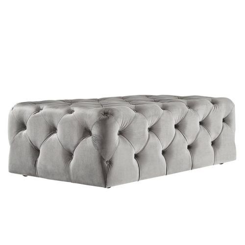 White And Light Gray Cylinder Pouf Ottomans (Photo 15 of 20)