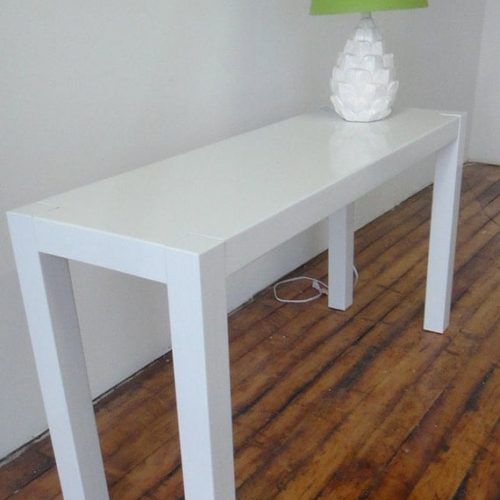 White Gloss And Maple Cream Console Tables (Photo 3 of 20)