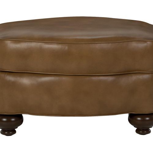 Weathered Ivory Leather Hide Pouf Ottomans (Photo 3 of 20)