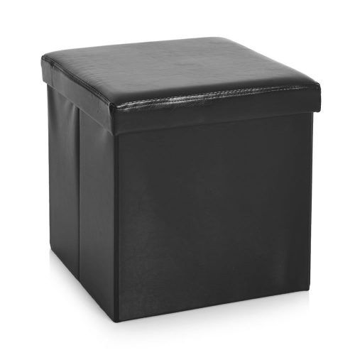Black Faux Leather Cube Ottomans (Photo 10 of 20)