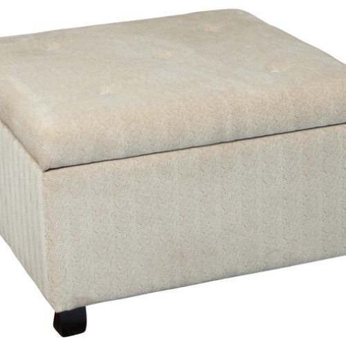 Beige And Light Gray Fabric Pouf Ottomans (Photo 4 of 20)