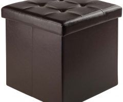 20 Inspirations Black Faux Leather Cube Ottomans