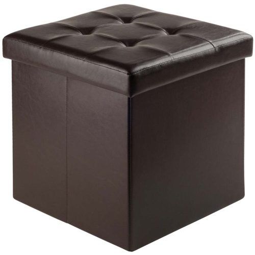 Black Faux Leather Cube Ottomans (Photo 1 of 20)