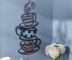 20 Ideas of Decorative Three Stacked Coffee Tea Cups Iron Widget Wall Decor