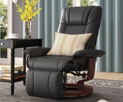 2024 Latest Black Faux Leather Swivel Recliners