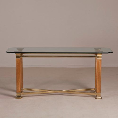 Brass Smoked Glass Console Tables (Photo 9 of 20)