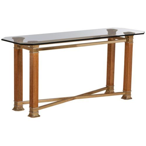 Brass Smoked Glass Console Tables (Photo 7 of 20)