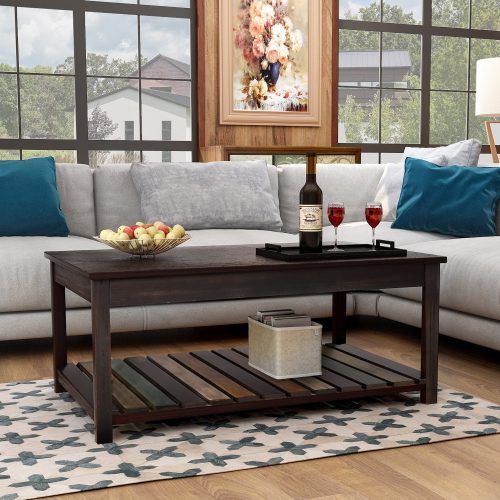 Wood Coffee Tables With 2-Tier Storage (Photo 17 of 20)