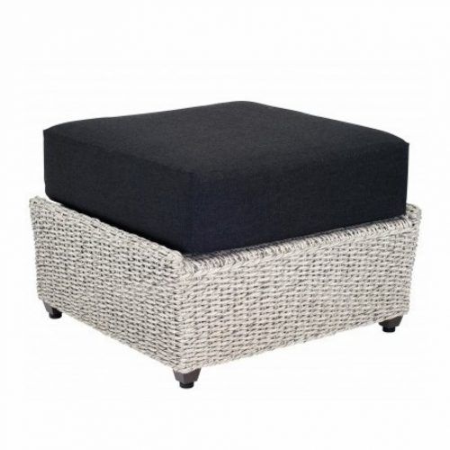 Black And Off-White Rattan Ottomans (Photo 9 of 19)