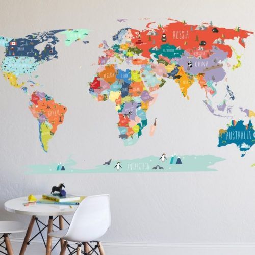 Wall Art Stickers World Map (Photo 15 of 20)