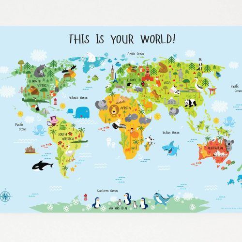 Kids World Map Wall Art (Photo 3 of 20)