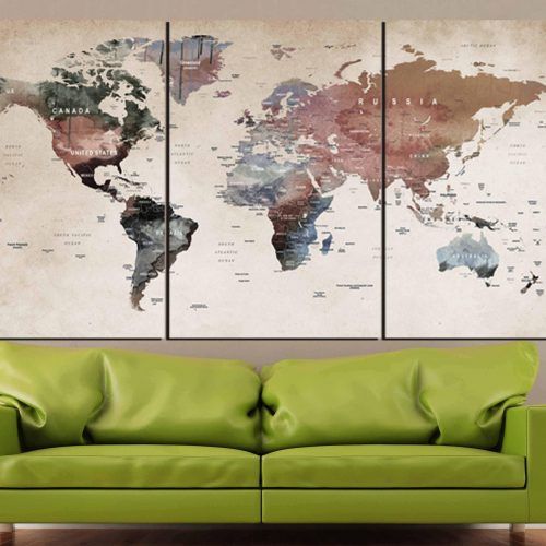World Map Wall Art Canvas (Photo 19 of 20)