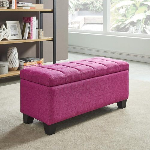 Pink Fabric Banded Ottomans (Photo 3 of 20)