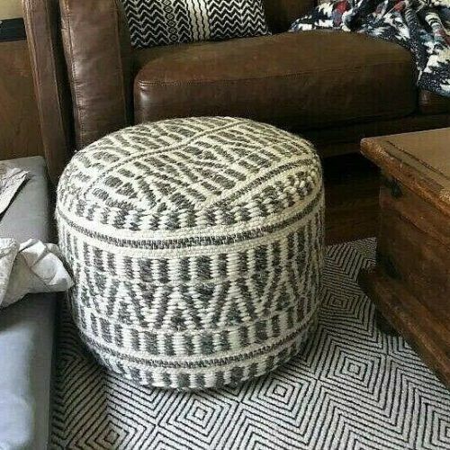 Textured Gray Cuboid Pouf Ottomans (Photo 1 of 20)