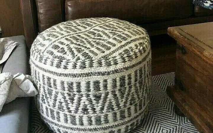 20 Collection of Textured Gray Cuboid Pouf Ottomans