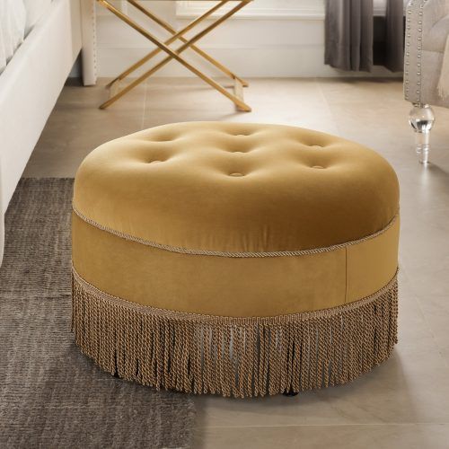 Brown Tufted Pouf Ottomans (Photo 9 of 20)